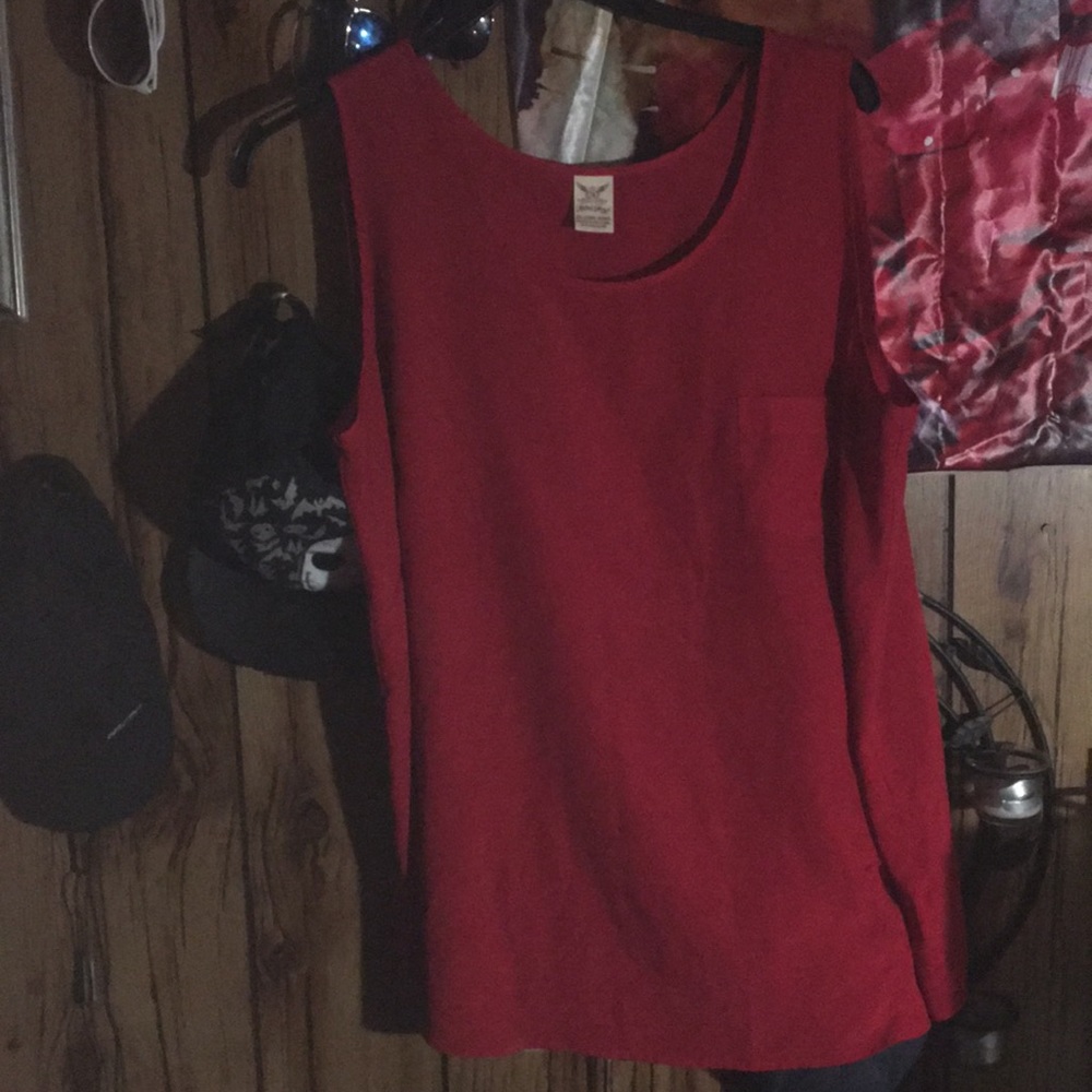 Red silk tank top